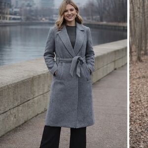 Stylish H&M Gray Belted Coat